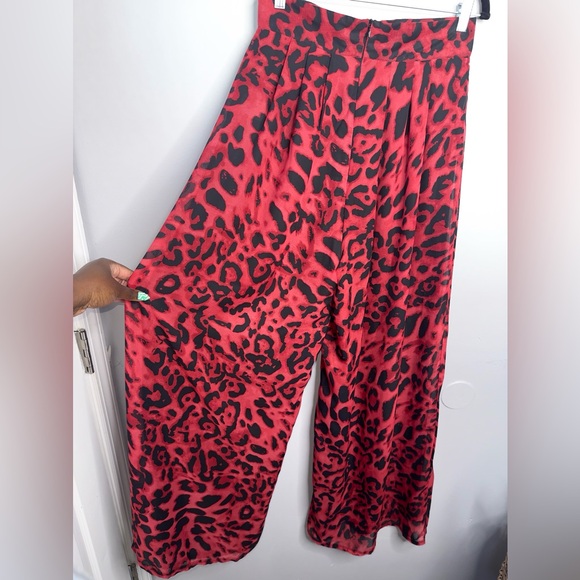 Love and Lemonade Red Leopard Wide-Leg Pant Boho Hippie | Size Large - Picture 7 of 9